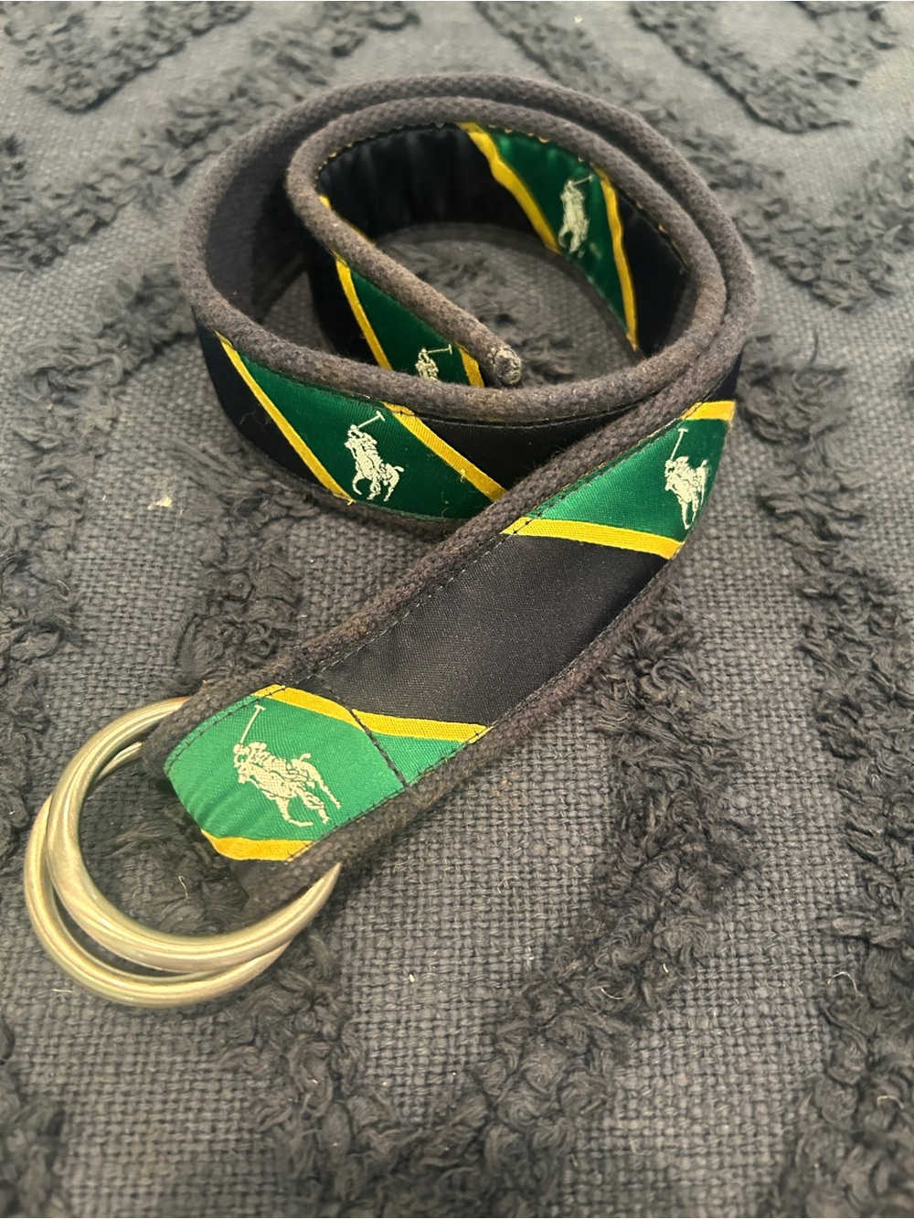 Polo Ralph Lauren Blue, Green & Yellow Stripe D-Ring Belt